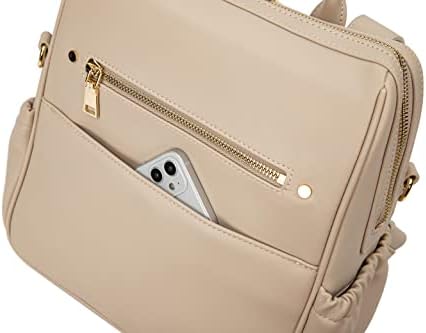 Раница YUUMA Mini за памперси - Минималистичная чанта от висококачествена веганской на кожата с 7 вътрешни
