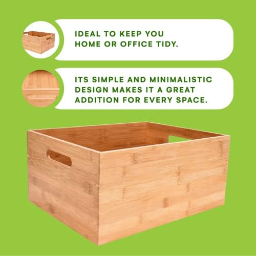 Бамбук кутия за съхранение - Кутия от дърво за кухня, всекидневна, баня, тоалетна, офис и складово помещение - идеален