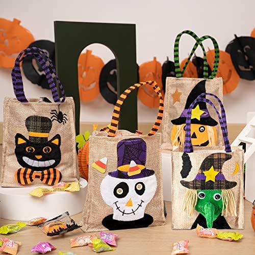 GIGA GUD 4 бр. Чул за предложения за Хелоуин, торбички за подаръци за Хелоуин, кошници с Тиква, Котки, Вещици и Вампирами,