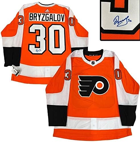 ИЛЯ BRYZGALOV подписа Оранжевата Фланелка Adidas PRO от Philadelphia Flyers - Тениски NHL с автограф