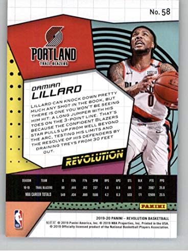 Революция баскетбол 2019-20 #58 Деймиън Лиллард Портланд Трейл Блейзърс Официалната Търговска картичка НБА от Панини America