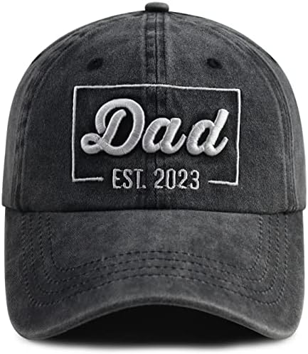Мъжка Шапка SHANVANKE Смешни Dad Est 2023, Регулируем бейзболна шапка за татко от Промит Памук с 3D Бродерия