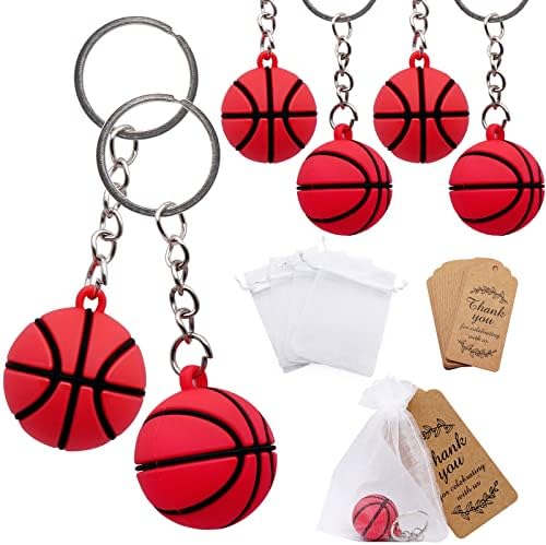 Баскетболни Ключодържатели за Партита, 20 Комплекта подаръци за спортни Партита, Декорация чанти с крафт-бирками