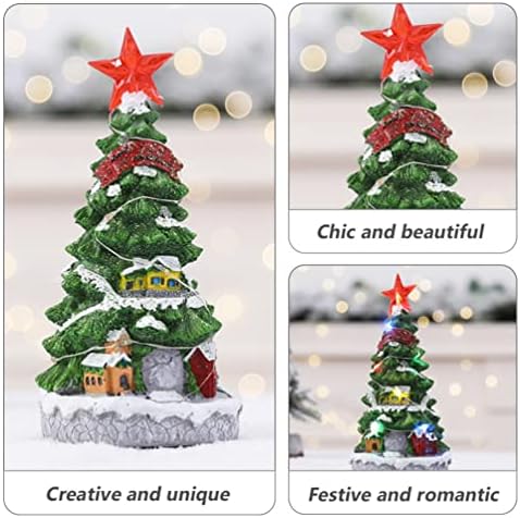 Toyvian Мини Коледно Дърво Настолна Коледно Дърво от Смола с Въртящи се светлини и Музика за Украса на Коледната Елха Декор