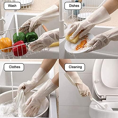 N/A 6 Чифта Непромокаеми гумени латексови ръкавици за миене на съдове Кухненски Силни Инструменти за почистване