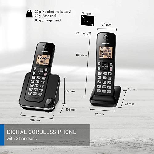 Panasonic KXTGC382B Dect_6.0 Стационарен телефон с 2 тръби