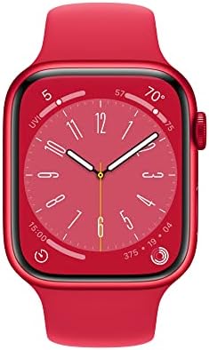 Apple Watch Серия 8 (GPS + cellular, 45 мм) (ПРОДУКТ) Червен алуминиев корпус с червени спортни каишка, M / L (обновена)