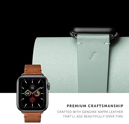 Класически каишка Native Union за Apple Watch 42/44/45 мм – Естествена италианска кожа Напа – Фитинги от неръждаема стомана с мека подплата от набук, съвместима със серии 1-8, SE, SE 2