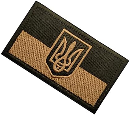 2 елемента Знаме на Украйна морала Бродирани Ленти Контур Кука Закопчалката Украински Държавата Тактическа Военна Апликация