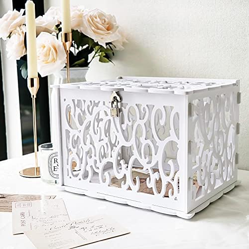 OurWarm Кутия за Сватбени Картички PVC, Куха Кутия за Сватбени Пликове с Ключалка и Картовите знак, Усъвършенстване