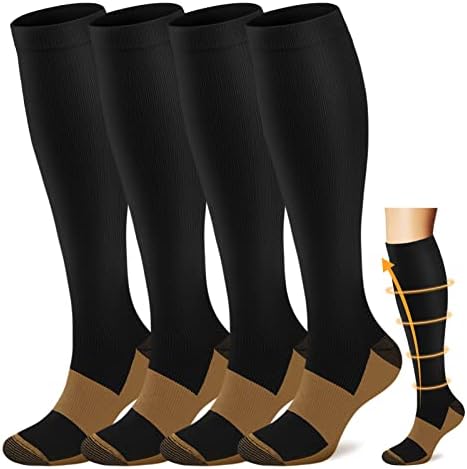 Компресия чорапи ACTINPUT Copper за мъже И жени Circulation 4 Чифта - най-Добрата подкрепа за медицински сестри, джогинг,