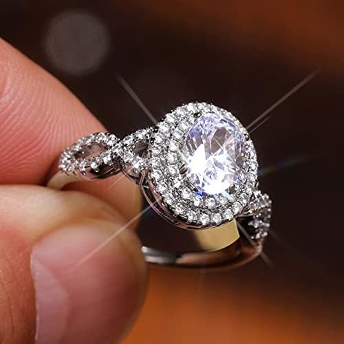 2023 Ново Сребърен Пръстен с Голям диамантен пръстен с Кръгла Форма, с Кръгло Пръстен с кристали, Елегантна Геометрично