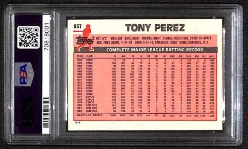 85 Тони Перес - 1983 Топпс Търгувам бейзболни картички (Звезда) оценката на PSA 10 - Бейзболни картички за начинаещи