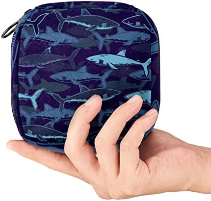 Дълбоководен Акула, Тъмно Синя Чанта за Менструална Купи, една Голяма Чанта за Съхранение, Хигиенни Чантата си за Хигиенни