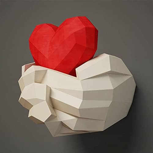 WLL-DP Ръка Държи Сърцето Моделиране на 3D Книжен Модел Геометрична Пъзел Оригами Творческа Декорация на Стени направи си САМ Хартиена Скулптура на Хартиен Трофей