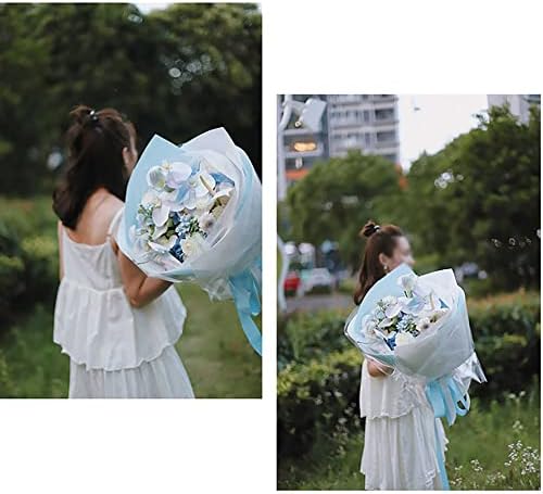 WXYNHHD 10шт Релефна Роза Съраунд Хартия Букет цветя Монохромен опаковка от Амбалажна хартия (Цвят: бял, размер: