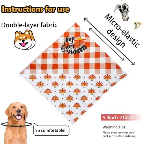 Кърпи за кучета в Деня на Благодарността, 2 опаковки, Двустранен печат, Двупластова Празнична Кърпа за Кученца, Подходящ за