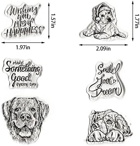Прозрачни Печати с коледни Кучета за направата на картички и украси за фото албум, Печати с Красиви Кученца, Поздравителни Надписи,