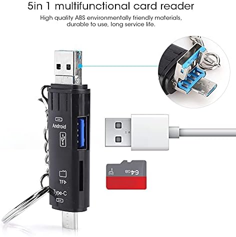 Устройство за четене на карти памет Micro SD TF 5-в-1, OTG USB 2.0, Многофункционален Адаптер за карта с памет за телефони,