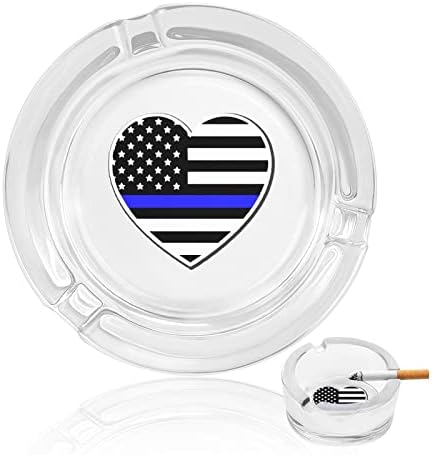 Полицейска Тънка Синя Линия на Американското Стъклен Пепелник за Цигари от Кръгли Пепелници за Домашния Офис и Ресторанти