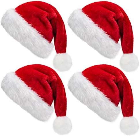 Шапки на Дядо Коледа за възрастни, Коледна шапка за възрастни, Унисекс, Кадифе класическа коледна шапка за семейството, Коледна