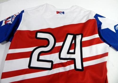 2022 Syracuse Метс 24 Освободен Бяла Риза Congueros De Syracuse 44 DP40297 - Използваните В играта тениски MLB