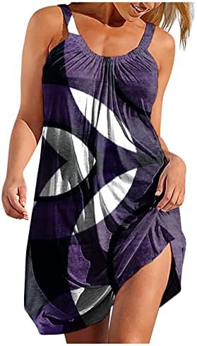 Женствена рокля за Лятото 2023, Рокля в стил Бохо с Флорални Принтом, Лятна Тениска Без Ръкави, хавлии за Плаж, Мини