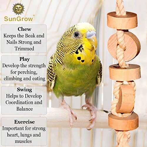 Дървена играчка за дъвчене SunGrow Parakeet, Подвесное Дървена бисквити за Расклевывания, чудесно за папагали, ара, африкански