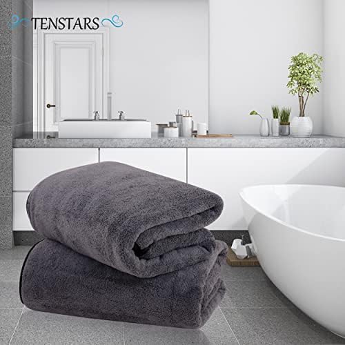 Хавлии за баня, TENSTARS с копринен подшиванием за дизайн на баня - 27 x 55 инча - Леки и Тънки и бързо съхнещи - Меко