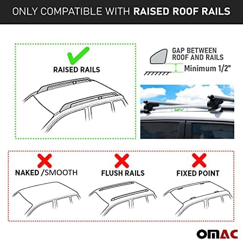 OMAC Набор от Напречни Ребра Багажник на покрива за Honda Pilot 2003-2008 Черно/Авто Парапет На покрива На Напречната