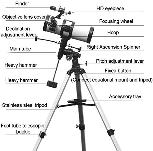 Играчка Професионален Астрономически Телескоп-рефлектор Идва със статив, Телескопи 114 мм за Астрономия, Телескопи