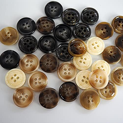 80 БР. Смесени Копчета за Шиене с 8 Различни модели, размер 15 мм, с 4 Дупки, Разнообразни Кръгли Копчета от Смола,