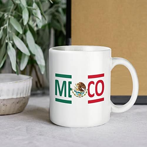 Чаша с Принтом Мексиканския Флаг, Кафе в Чаша, Керамична Чаша за Чай, Забавен Подарък с Логото за Офис, Дом, Жени, Мъже - 11 Грама Бяло