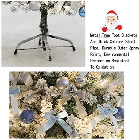 DLPY Лека Изкуствена Коледна елха от Снежинки, с Декорации на Метални Крака, Класическа коледна Елха от Оптични Влакна