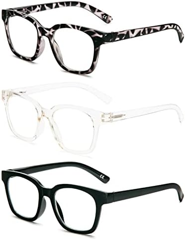 DXYXYO 3 Опаковки Квадратни Очила за четене За Жени Извънгабаритни в Стил Опра, Блокер Синя Светлина Компютърни