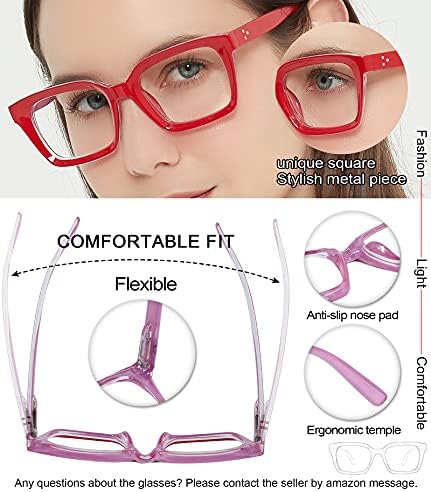 Квадратни очила за четене MARE AZZURO, дамски модни големи очила за четене 100 150 200 250 300 350 (червени, 1,5)