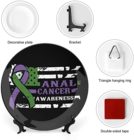 Информираност за Анален Рак на Хартата на САЩ Керамични Декоративни Чинии от Костен Порцелан със Стойка, Висящи