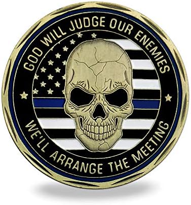 Монета за Повикване на полицията Св. Михаил Тънка Синя Линия Монета Черепа на правоприлагащите органи
