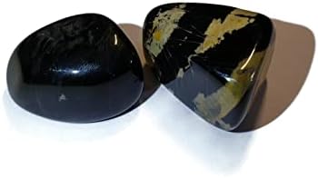 Комплект от 2 теми, черен и жълт Оникс, естествен гама цветове 24-32 мм, Отлично качество, обработени и шийн finish ръчно Лечебни кристали от Перу, известен като Камък за у?