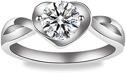2023 Ново Женски Венчален Пръстен на Принцеса с Цирконии с диамантен пръстен във формата на сърце, Персонални Пръстени, Пръстен с Роза (Сребро, 5)
