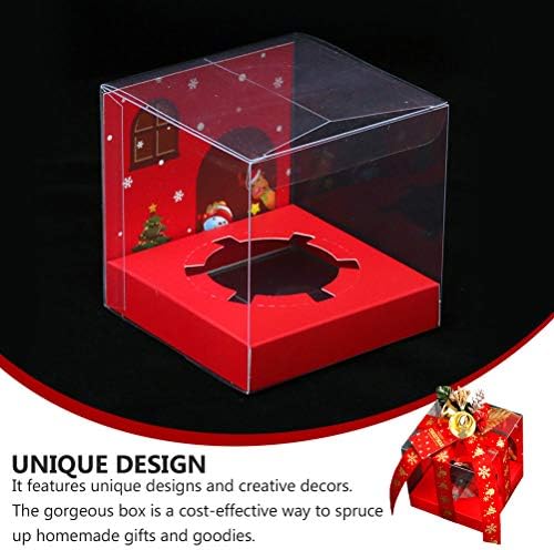 10 комплекта Коледна прозрачна кутия Apple Контейнер за съхранение на шоколадови бонбони опаковъчна хартия Скоростна