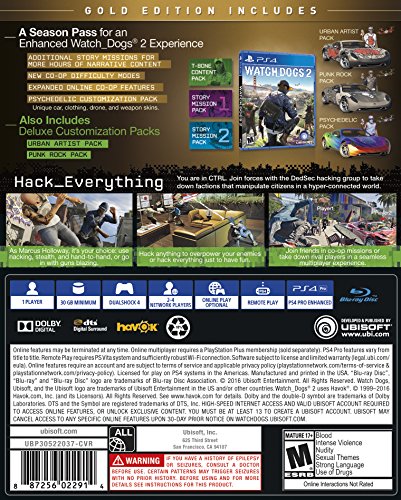 Watch Dogs 2: Gold Edition включва допълнително съдържание + абонамент Season Pass) - PlayStation 4