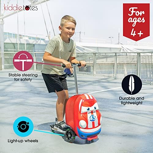 Kiddietotes 3D-Екскурзия до самокате с твърд покритие На багажника, за деца - Приятен Лек детски багажа си на количка -