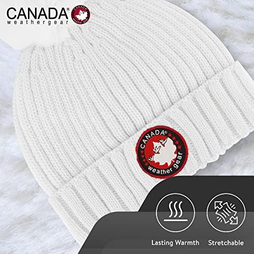 Вязаная капачка CANADA WEATHER GEAR за жени - Уютна Зимна шапка с помпоном - Шапчица-бини с една белезници