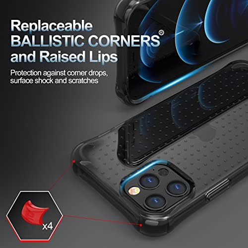 Серия Ballistic Raptor S Разработена за своята практика iPhone 12 Pro Max (2020 г.) с кът B-Labs За защита от падане, Защитен калъф за iPhone 12 Pro Max 6,7 инча - Черен