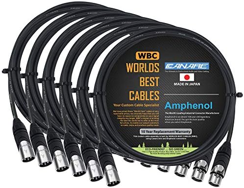 6 Блокове - 6 Фута - Микрофонные кабели Canare L-4E6S, Star Quad Balanced за мъже и жени с части за свързване, Amphenol