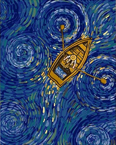 Плаване с лодка по морето, Ръчно рисувани, Фигура, Отпечатани на платно за бродерия J #26 (14-каратный Mono Deluxe, 18 X 22,6)