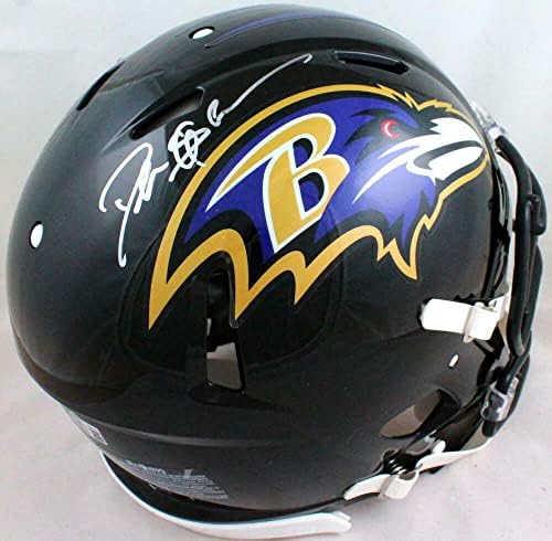 Автентичен каска F/S с автограф на Диона Сандерса от Балтимор Рейвънс Speed - Холограма на BAW - Каски NFL с автограф