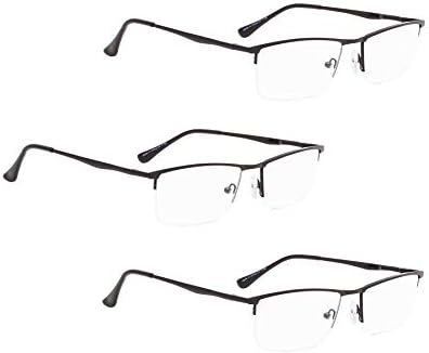 LUR 3 опаковки на метални очила за четене в полуободке + 3 опаковки очила за четене без полуободки (само 6 двойки ридеров
