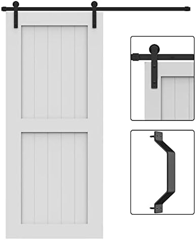 WINSOON 6.6 FT Черно Директен Дизайн с Една Плъзгаща се Врата на Бараката Комплект Обков с Плъзгаща се Дръжка на Вратата на